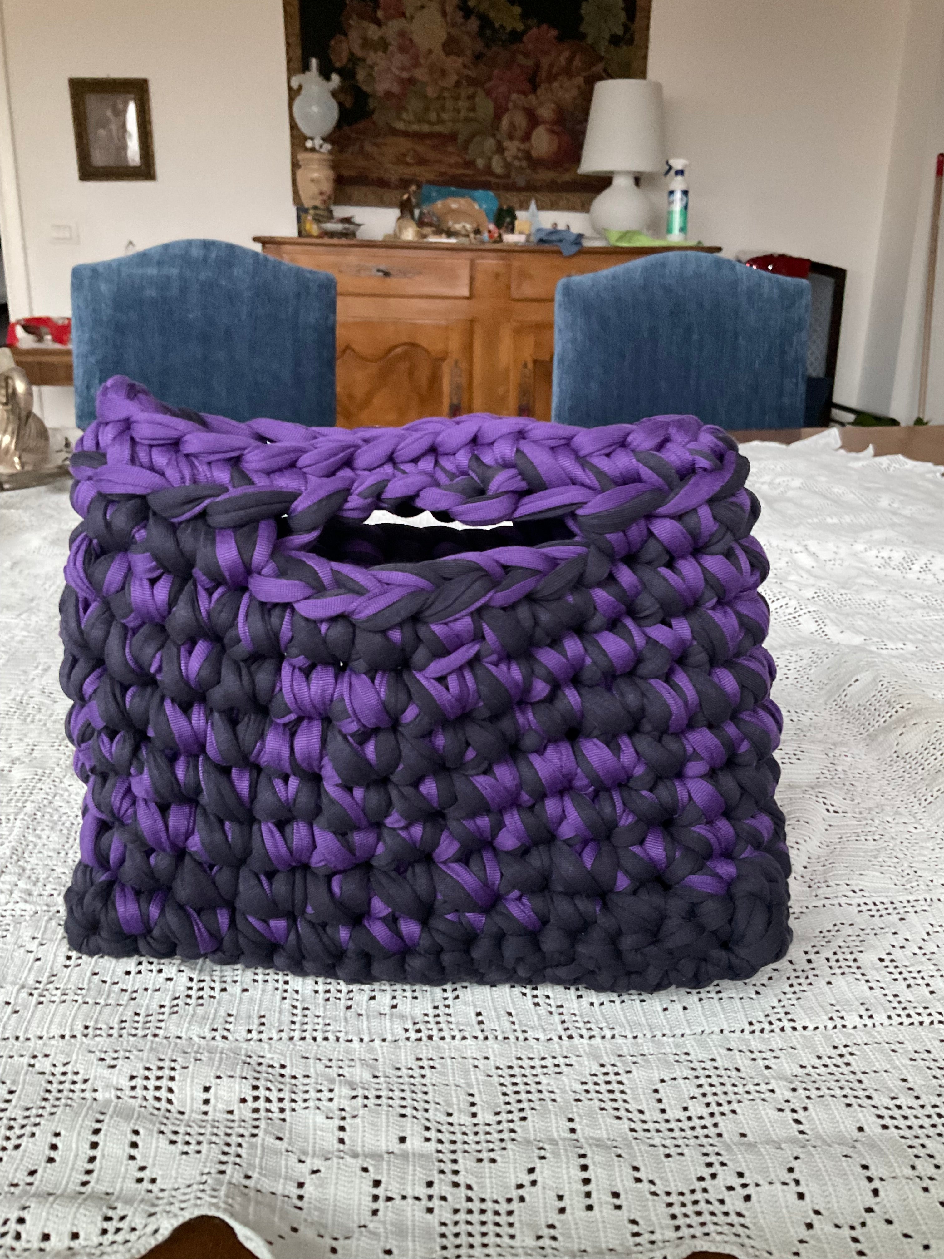 Borsa blu e viola fatta a mano